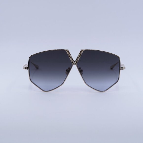 🕶️ New Valentino V-HEXAGON VLS-115A Sunglasses - Gold Frame, Grey Lenses - Picture 3 of 11